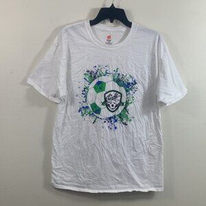 Chevrolet Youth Soccer T-shirt Kids Size L White Hanes ComfortSoft Heavyweight